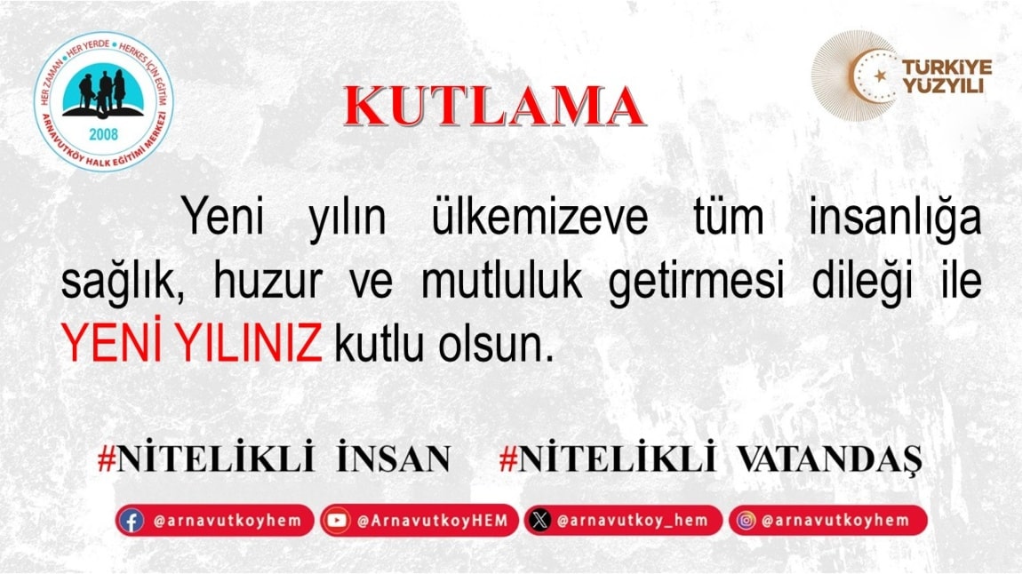 YENİ YILINIZ KUTLU OLSUN