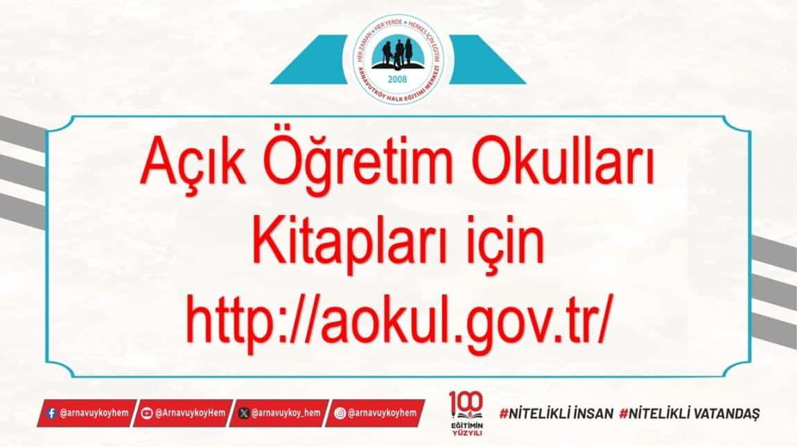 Açık Öğretim Okulları Kitapları Ulaşım Sayfası